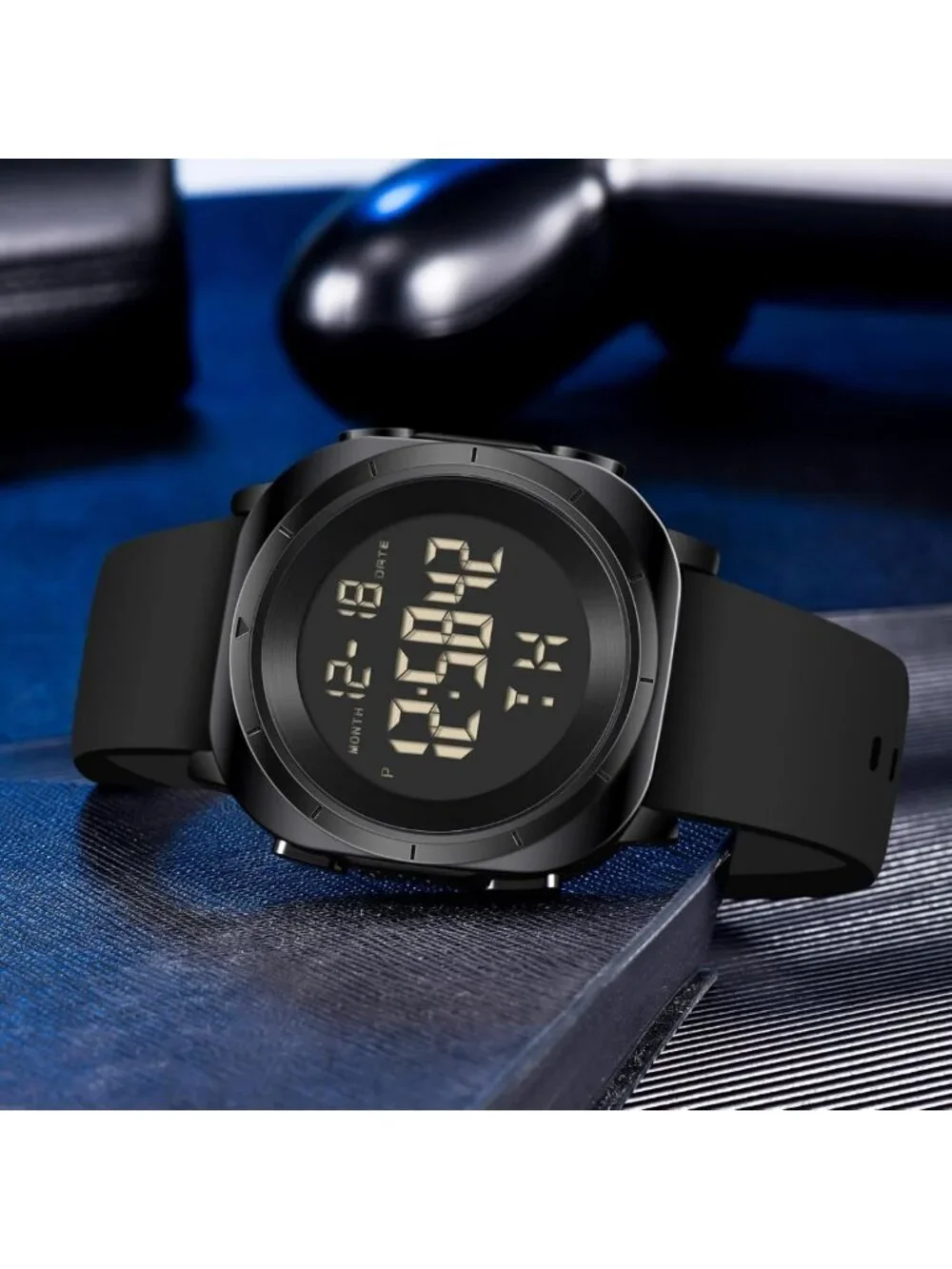 Men's Digital Waterproof Running Watch - Tactical Sports Dive Wristwatch, Black